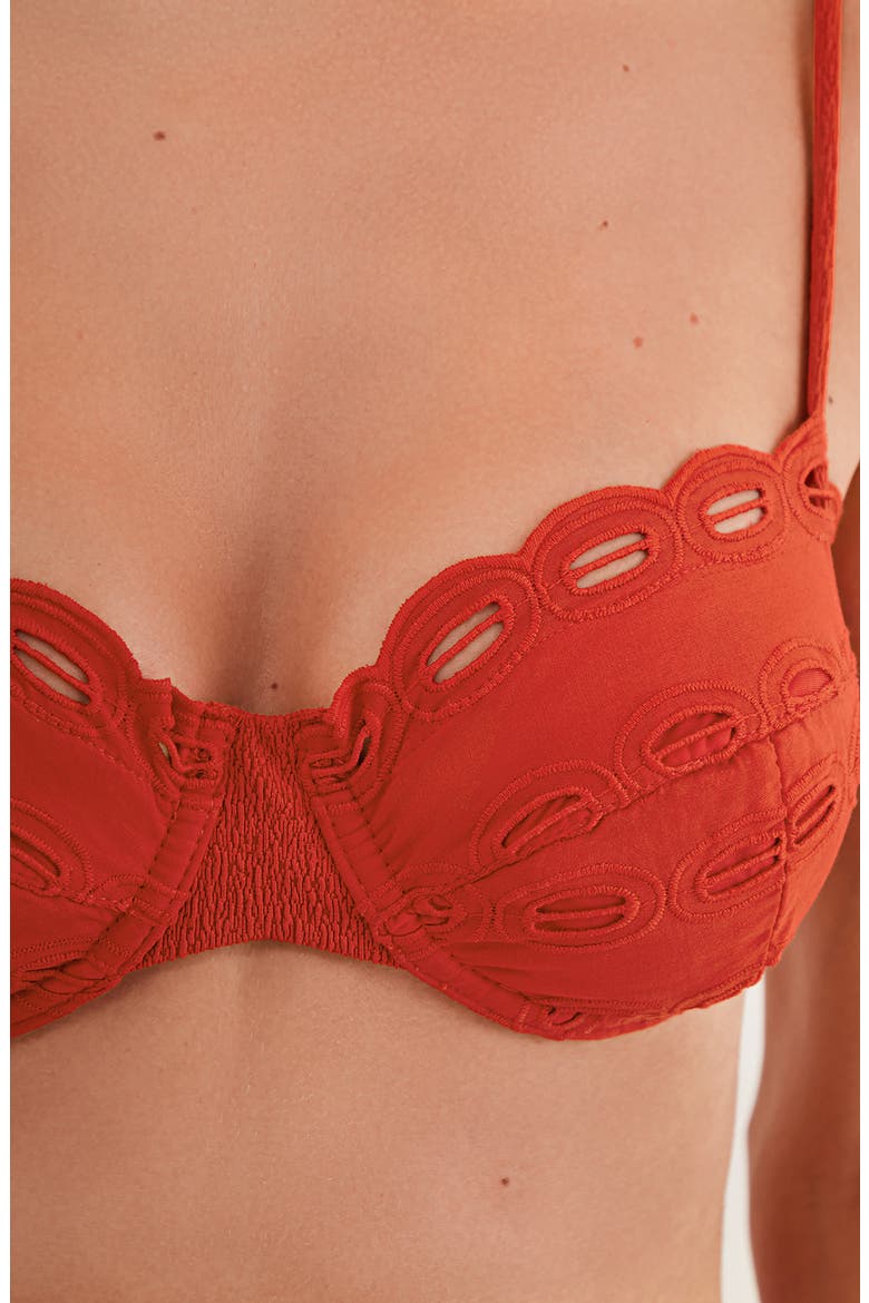Naya Nissi Cotton Eyelet Underwire Bikini Top, Alternate, color, RED