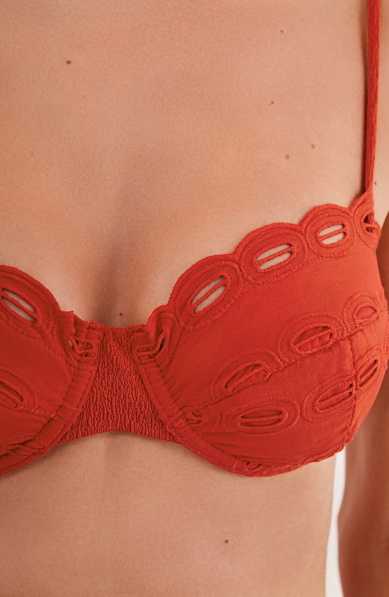ViX Paula Hermanny Naya Nissi Cotton Eyelet Underwire Bikini Top, Alternate, color, Red