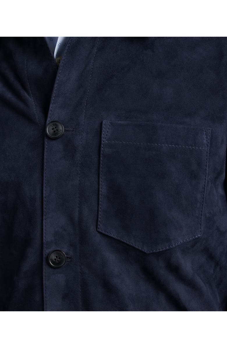 David Donahue City Suede Button-Up Shirt Jacket, Alternate, color, Navy