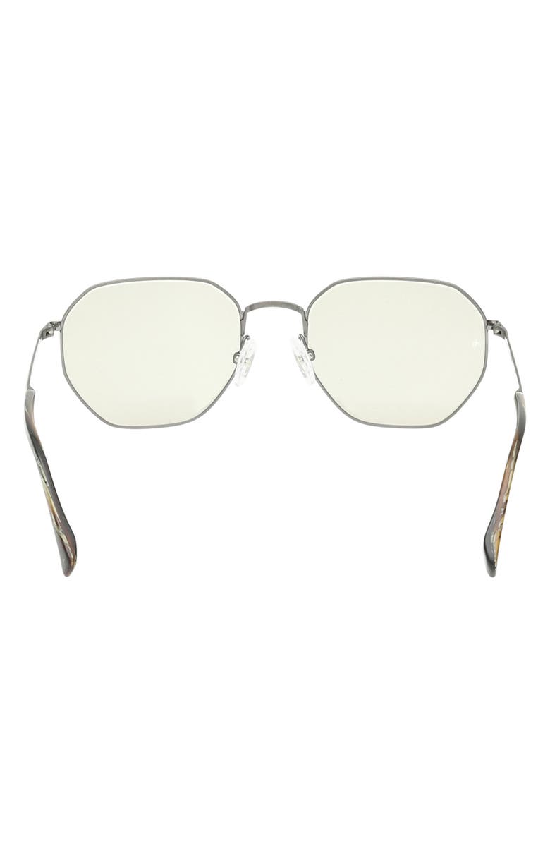rag & bone 53mm Geometric Sunglasses, Alternate, color, Gunmetal / Green Horn / Olive