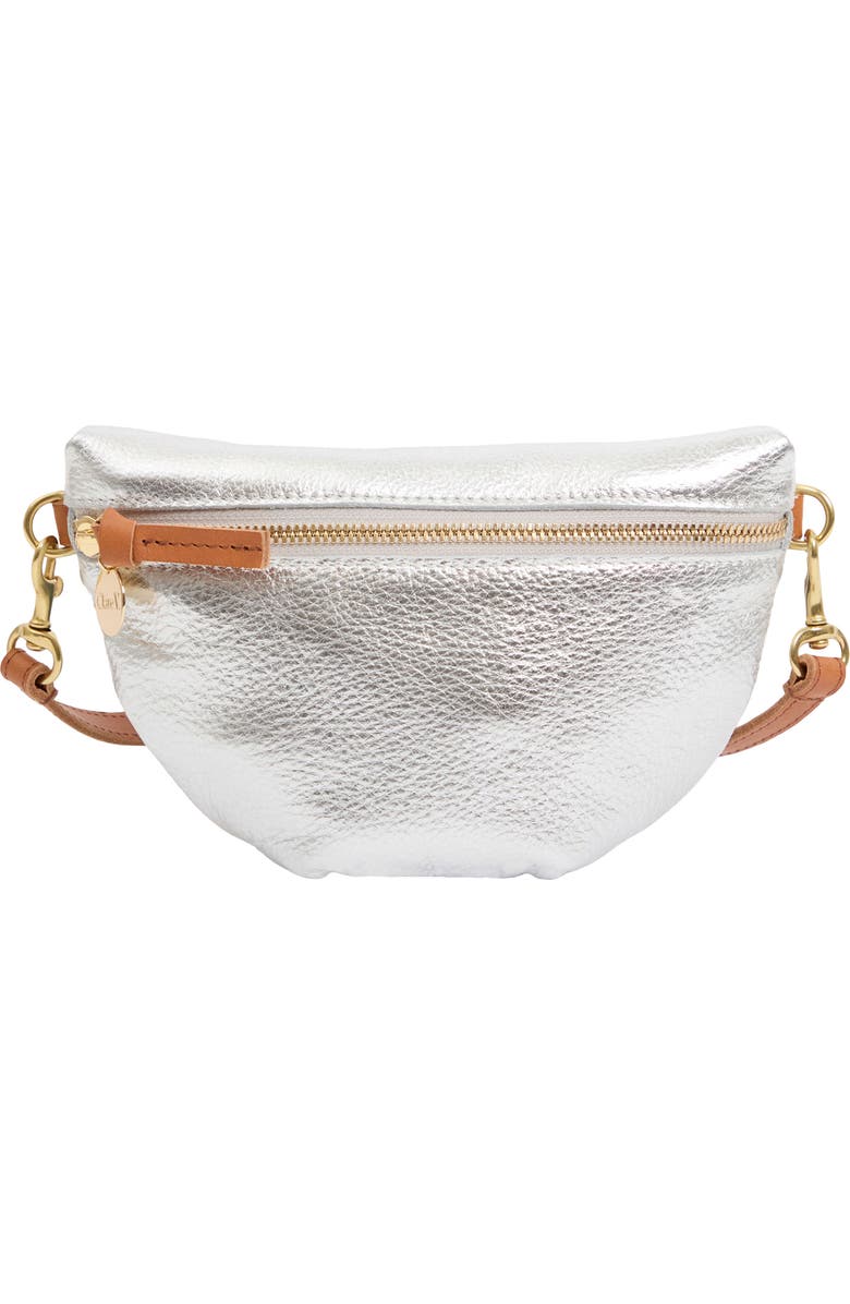 Clare V. Petit Metallic Leather Belt Bag, Main, color, Silver
