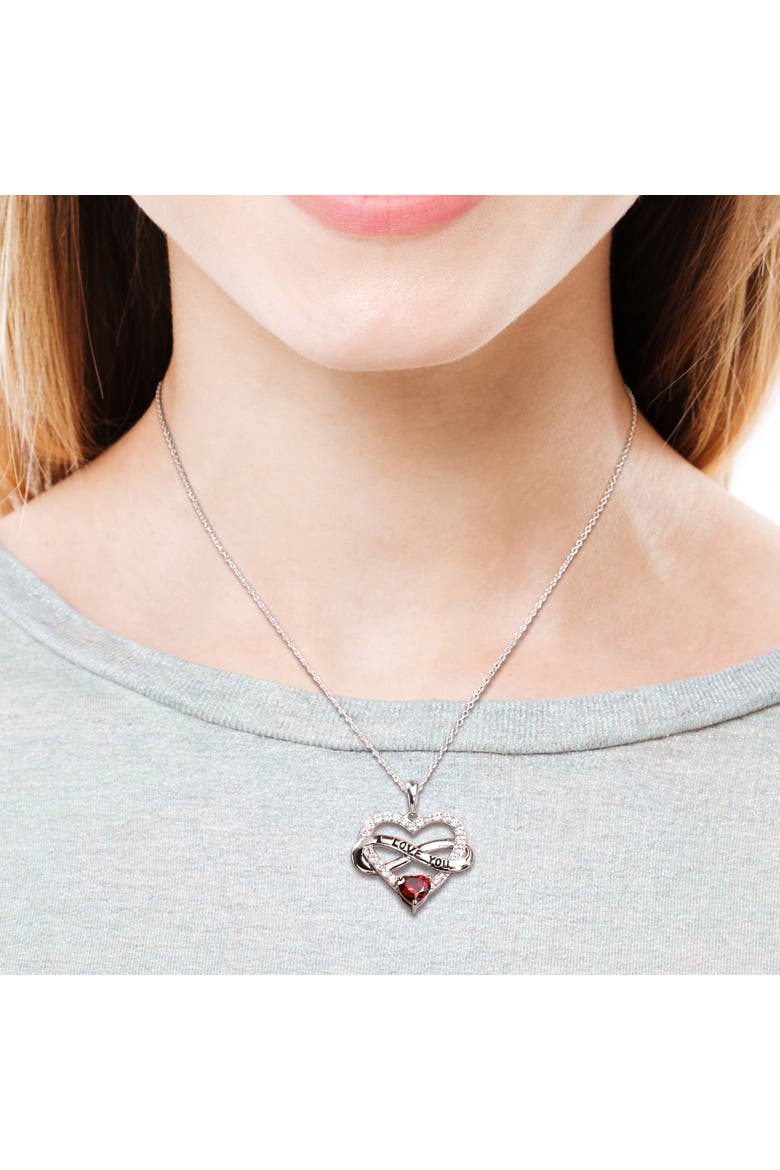 Color Zirconia Infinity Heart Necklace, Alternate, color, Red CZ