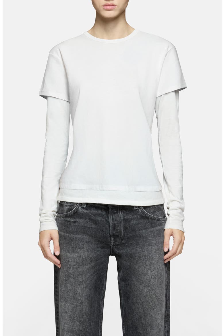 Rory Layered Long Sleeve T-Shirt, Main, color, WHITE