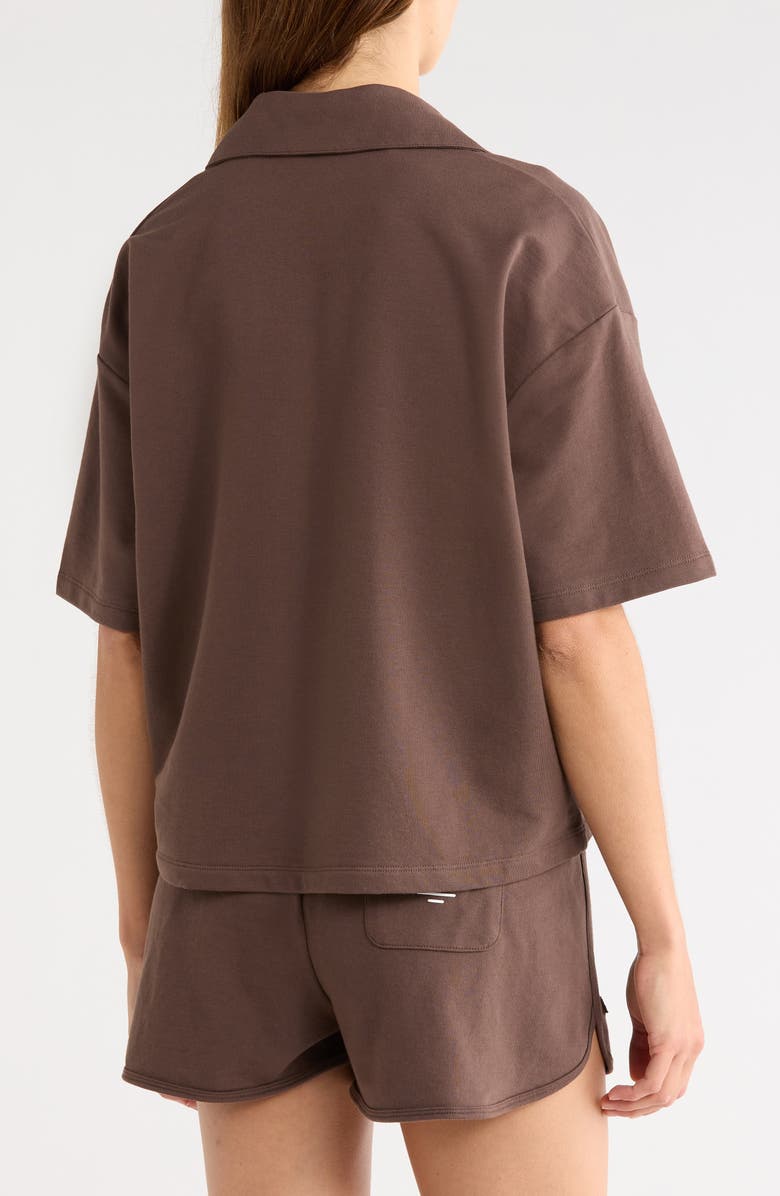 Lacoste Loungewear Cotton Blend Fleece Pajama Polo, Alternate, color, Grume