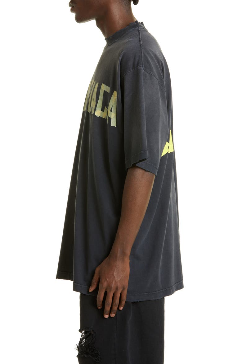 Tape Logo Cotton Graphic T-Shirt, Alternate, color, WASHED BLACK