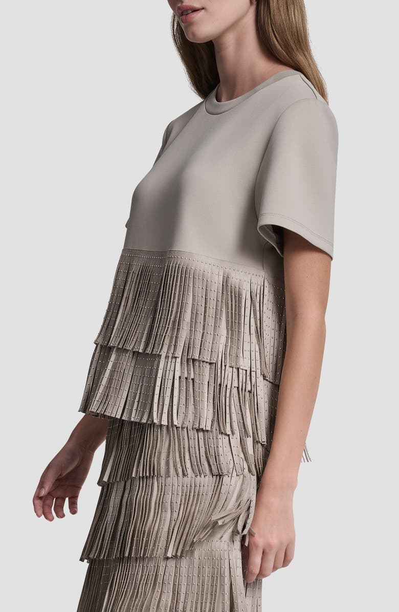 DKNY Stud Fringe Top, Alternate, color, Pebble