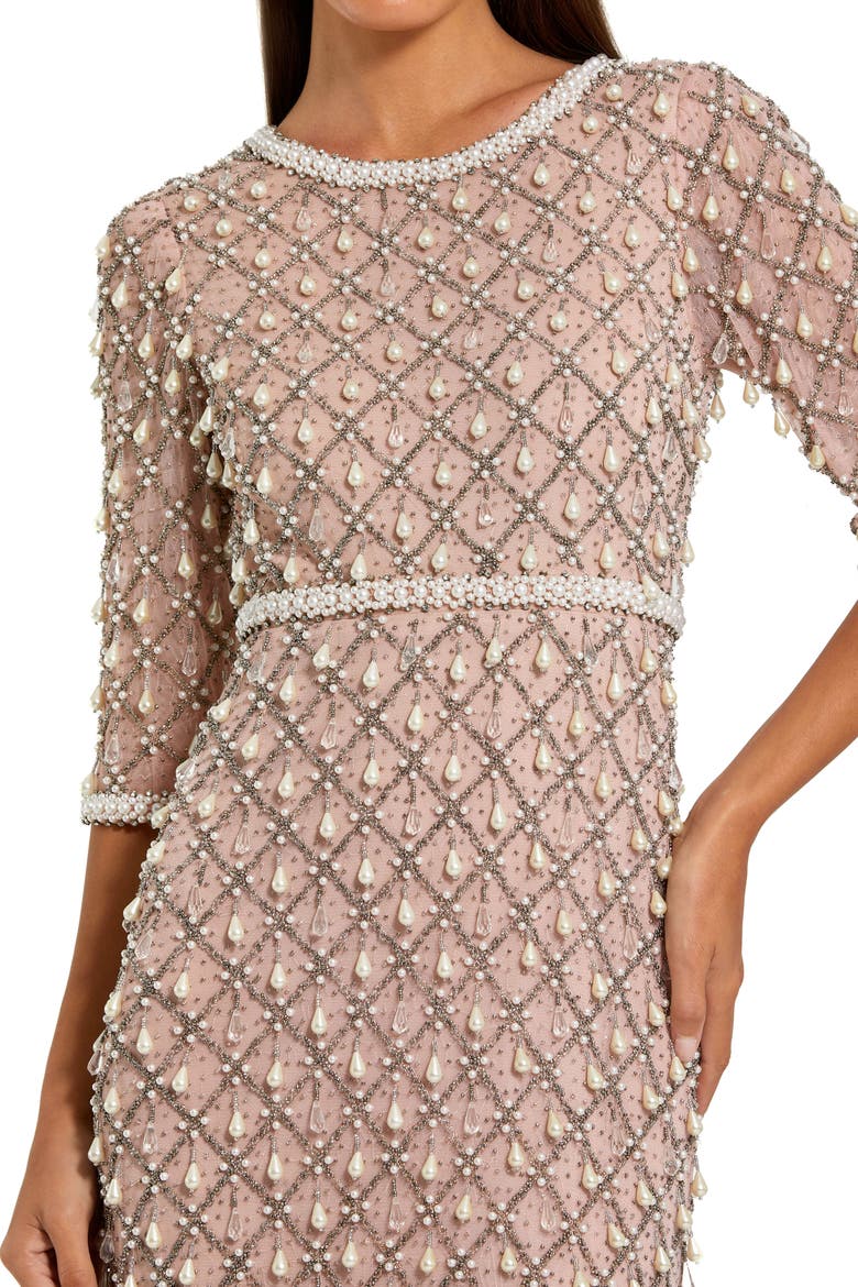 Petite Pearl & Crystal Embellished Evening Gown, Alternate, color, Light Rose