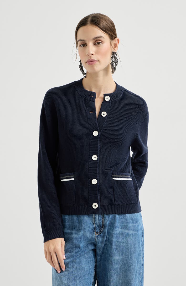 Brunello Cucinelli Cotton cardigan, Alternate, color, Blue