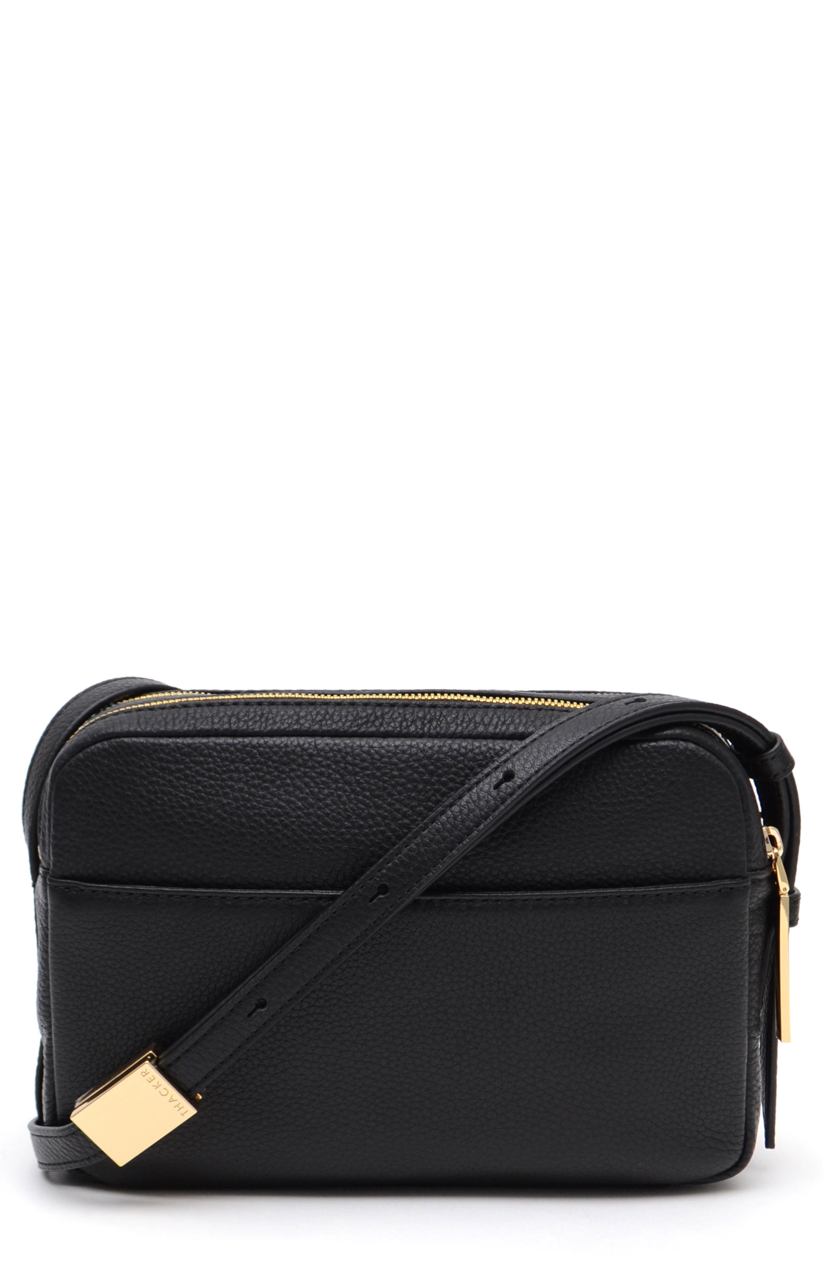 Thacker Shay Leather Camera Crossbody Bag, Alternate, color, Black