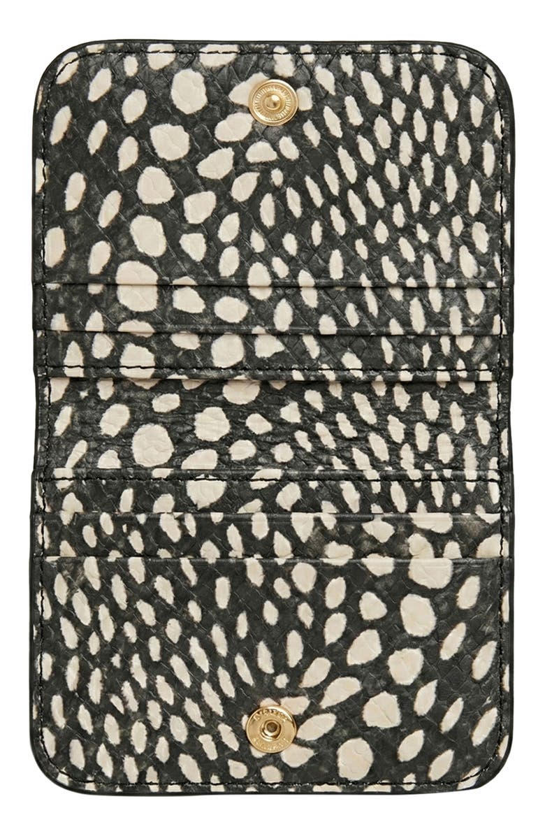 AIMEE Pucker Up Leather Card Case, Alternate, color, Black/White Embossed Lizard