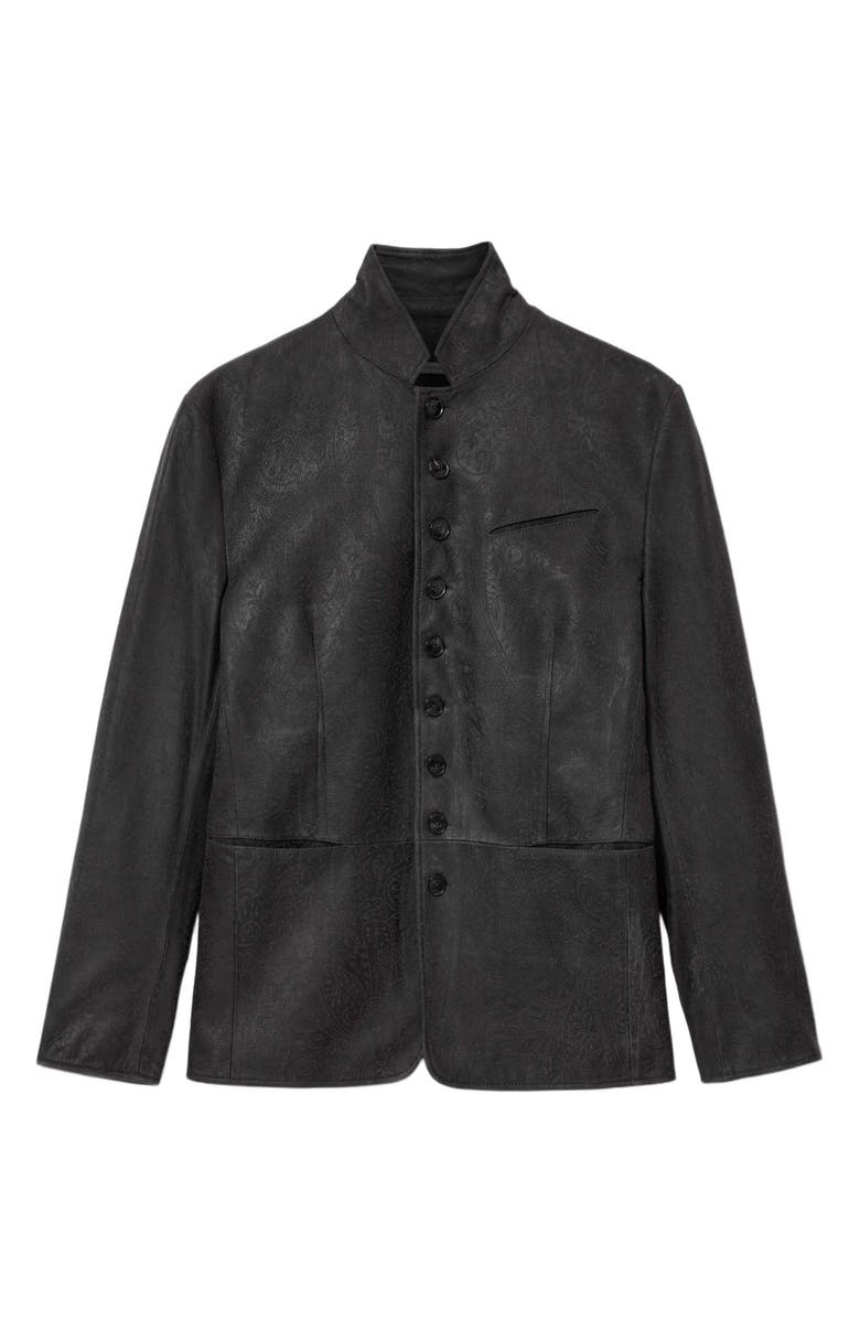 John Varvatos Woodward Tooled Paisley Goat Suede Jacket, Alternate, color, Charcoal