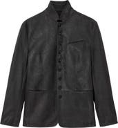 John Varvatos Woodward Tooled Paisley Goat Suede Jacket
