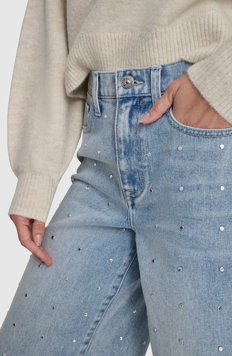 DKNY Jeans Studded High Waist Wide Leg Jeans, Alternate, color, 