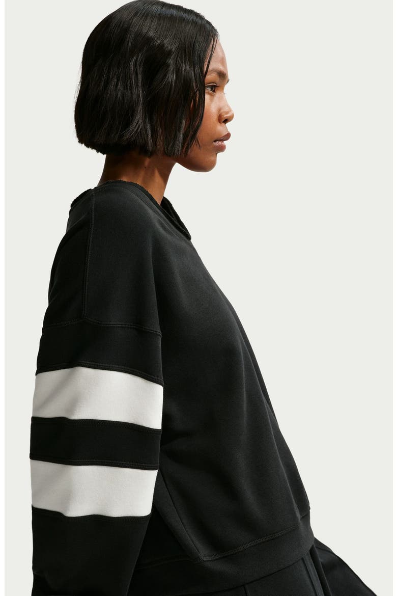 Club Fleece V-Neck Sweatshirt, Alternate, color, BLACK/ SAIL/ SAIL