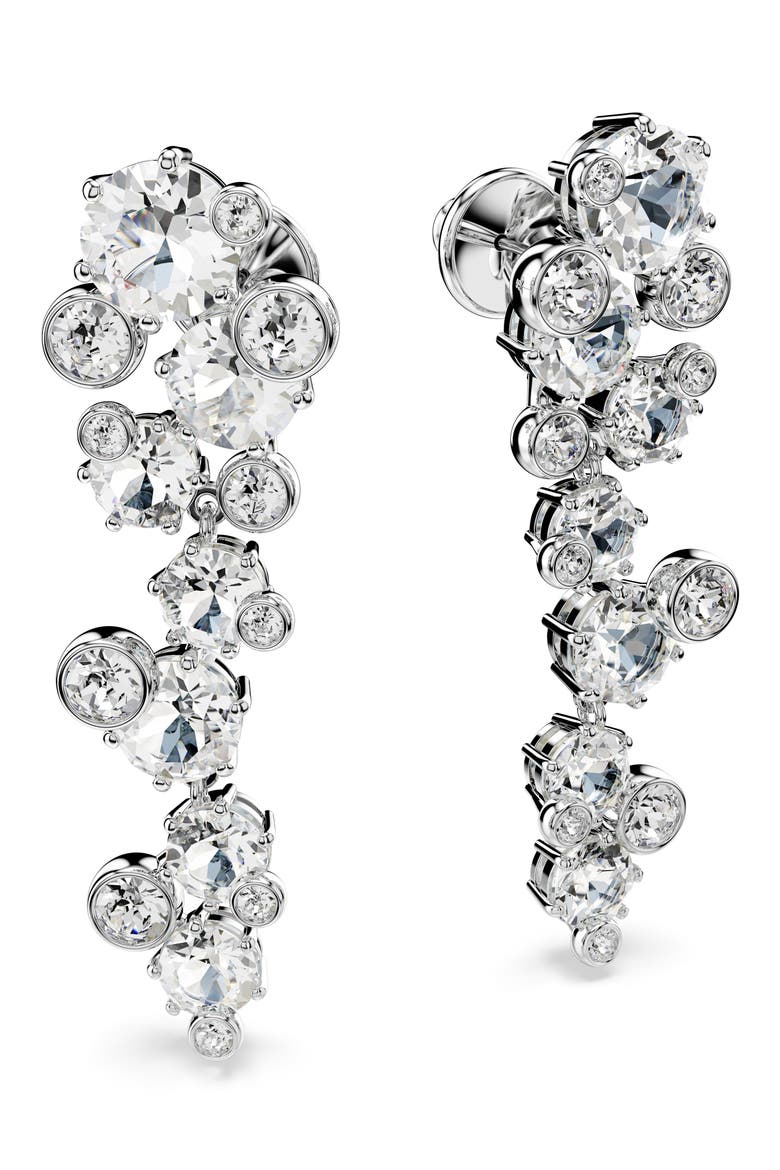 Constella Crystal Drop Earrings, Alternate, color, WHITE/ SILVER