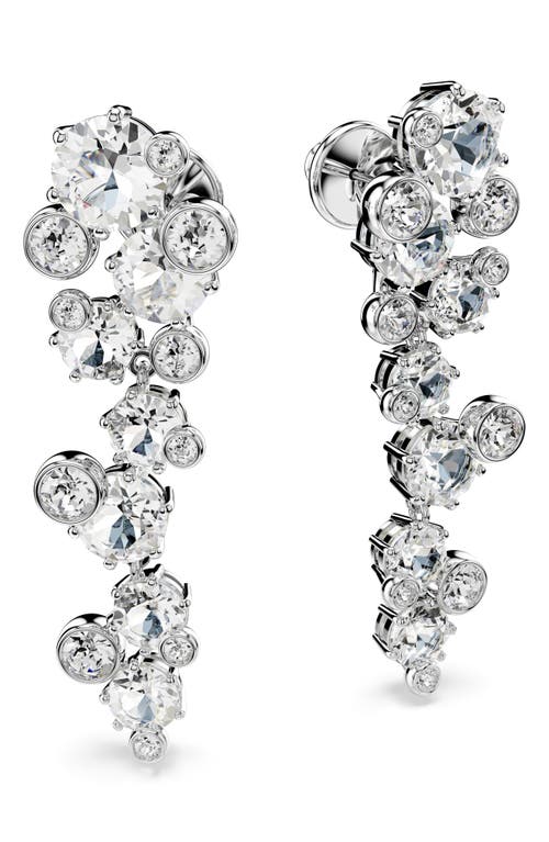 Swarovski Constella Rhodium Plated Drop Earrings In Silver