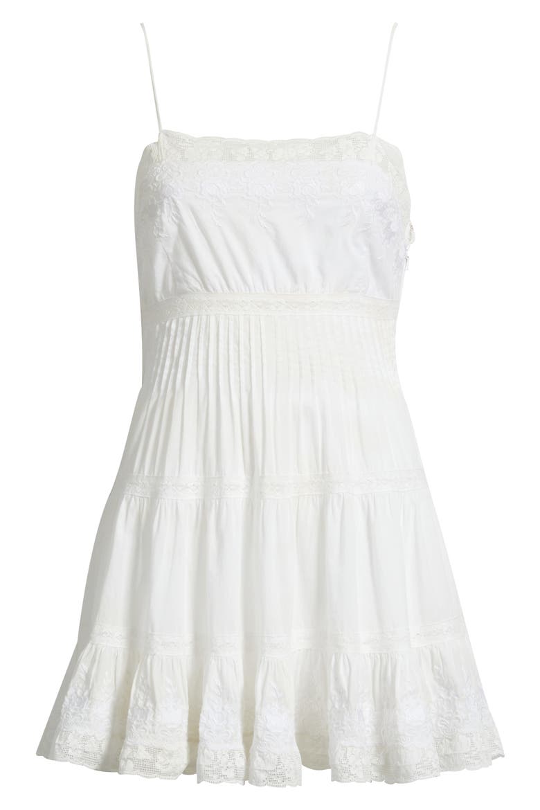 Zuri Lace Tiered Minidress, Alternate, color, WHITE