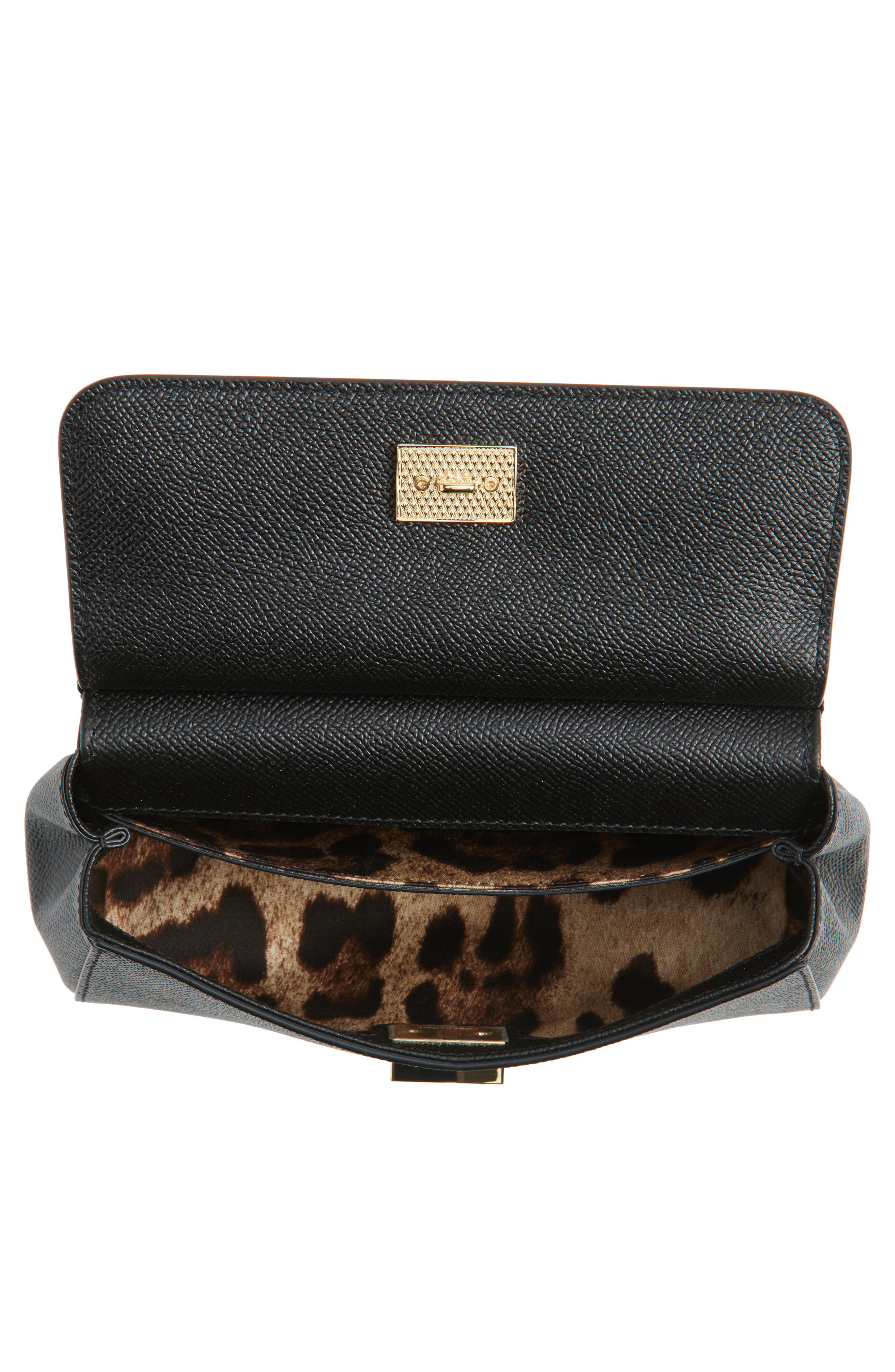 Dolce&Gabbana Sicily Leather Top Handle Bag, Alternate, color, 80999 Nero