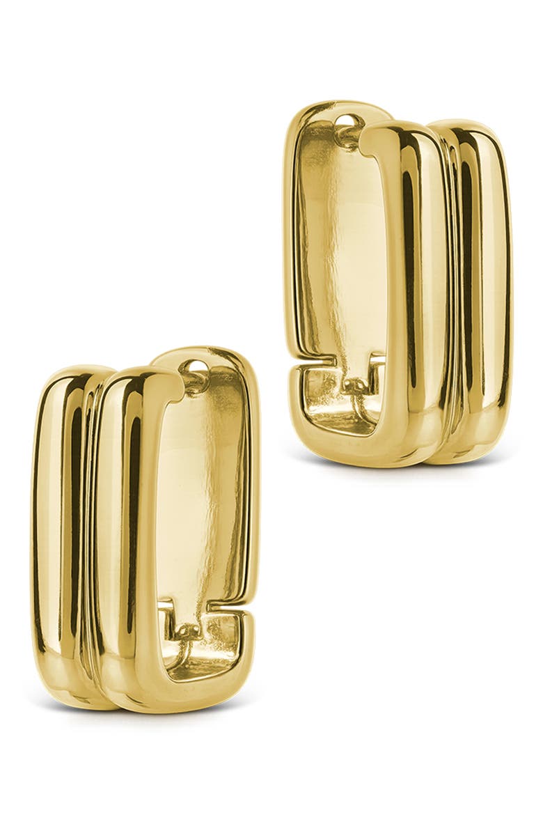 Arianna Ribbed Square Hoop Earrings, Alternate, color, GOLD