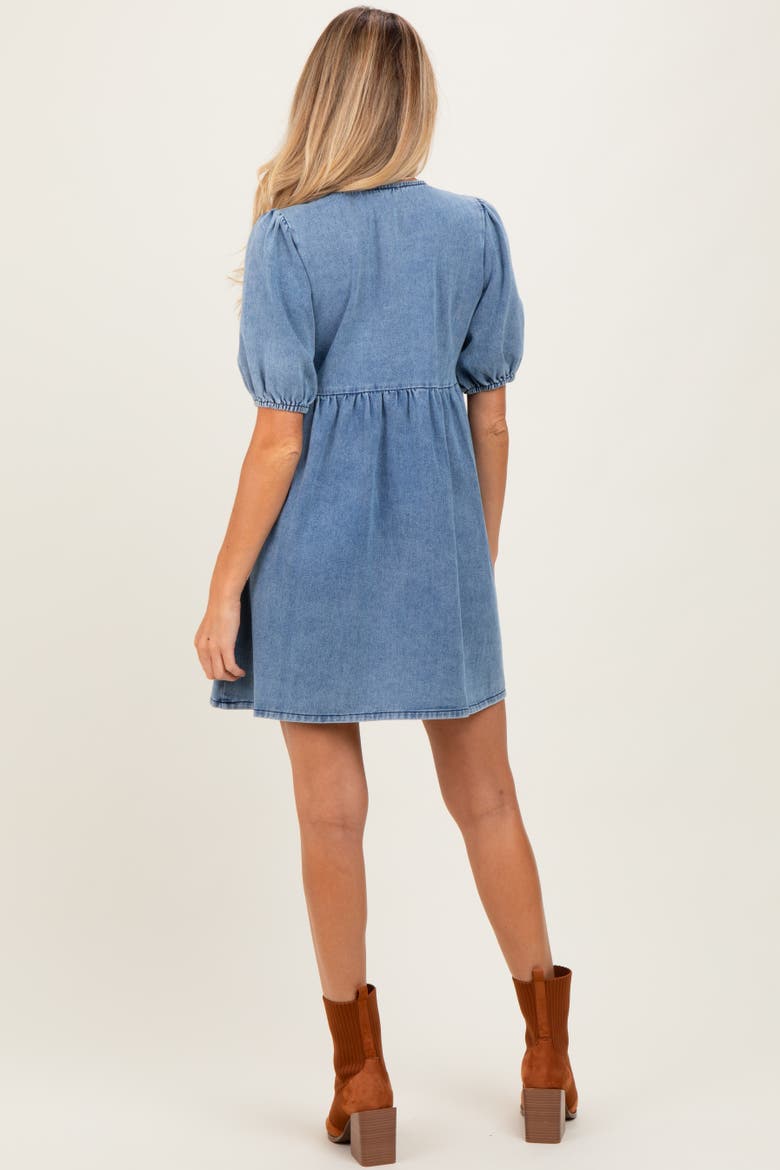 Double Front Tie Dress, Alternate, color, Blue