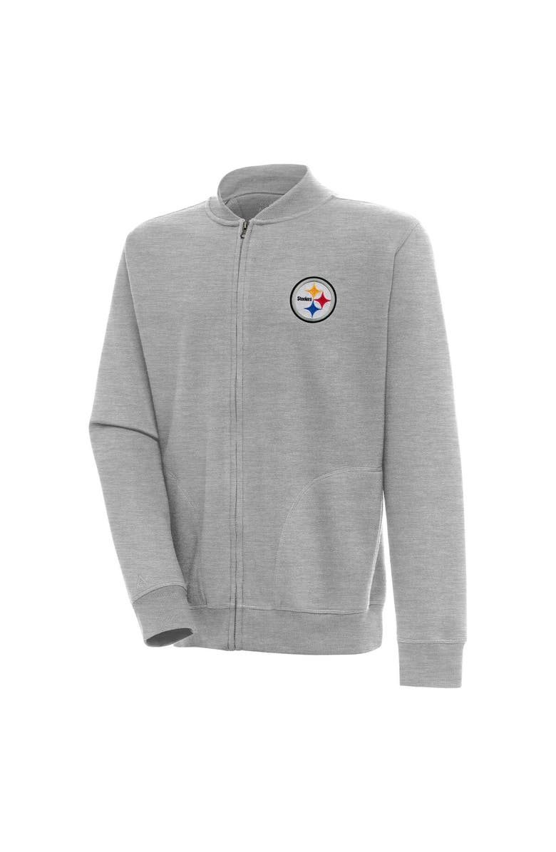 ANTIGUA Men's Antigua  Heather Gray Pittsburgh Steelers Victory Full-Zip Jacket, Alternate, color, 