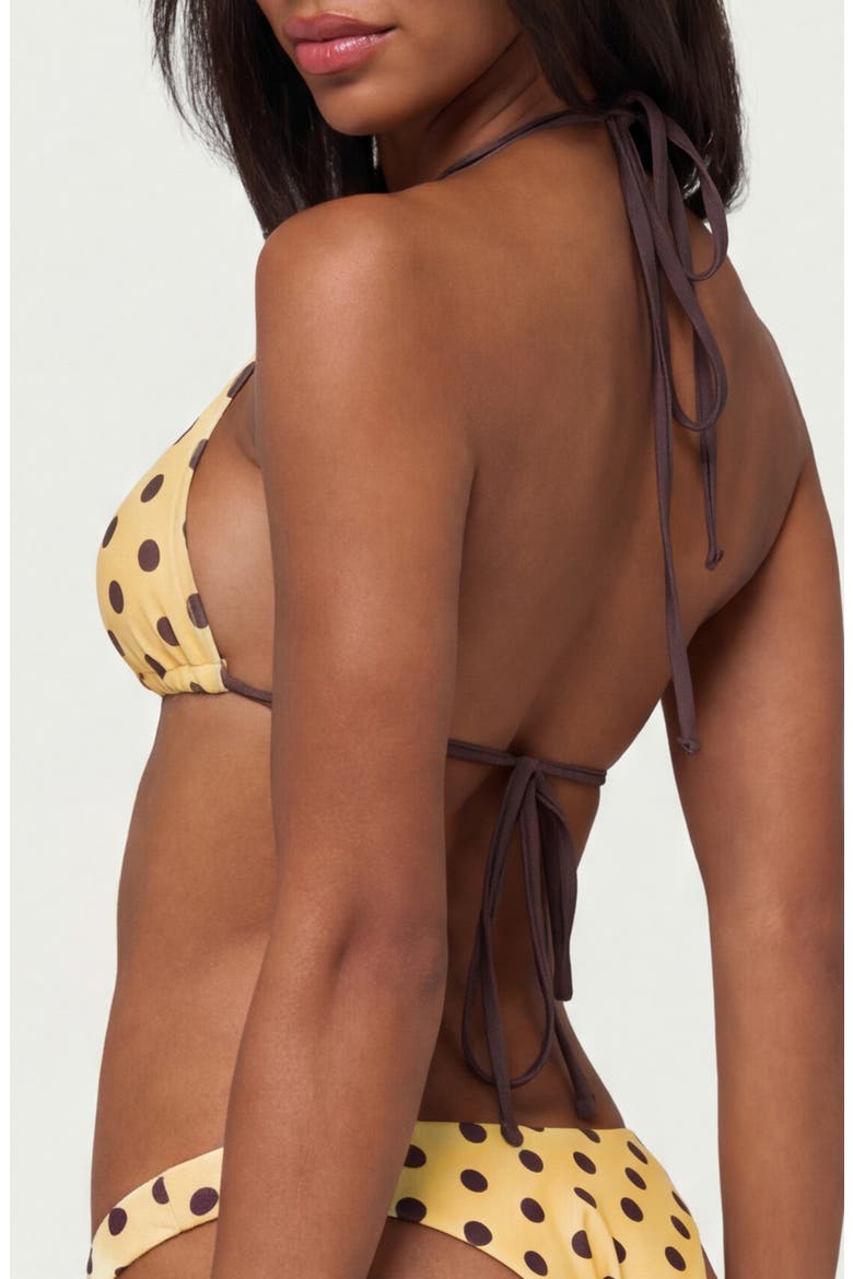 Melanie Polka Dot Triangle Bikini Top, Alternate, color, YELLOW