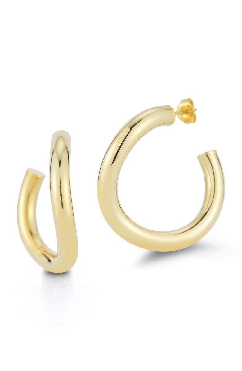 GLAZE JEWELRY Large Wave Hoop Earrings, Main, color, Gold