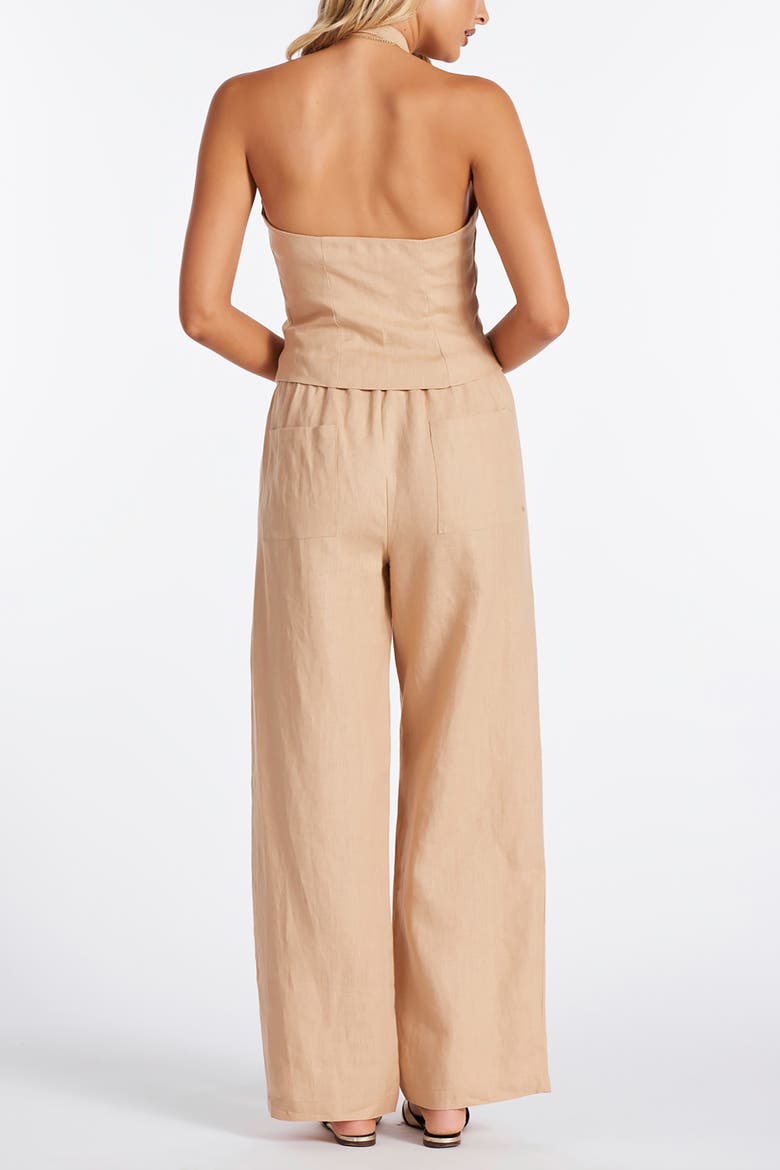 Positano Linen Halter Vest, Alternate, color, Golden
