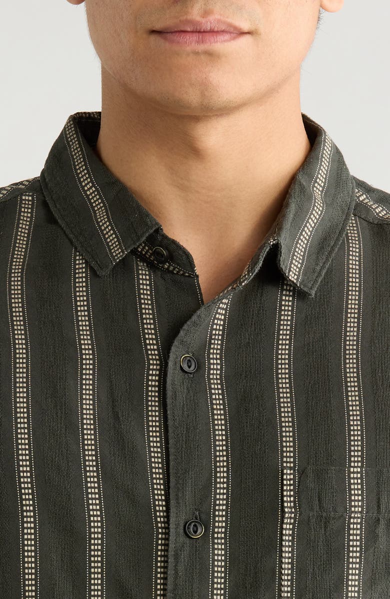 Roark Crosswinds Short Sleeve Cotton Blend Dobby Button-Up Shirt, Alternate, color, Onyx