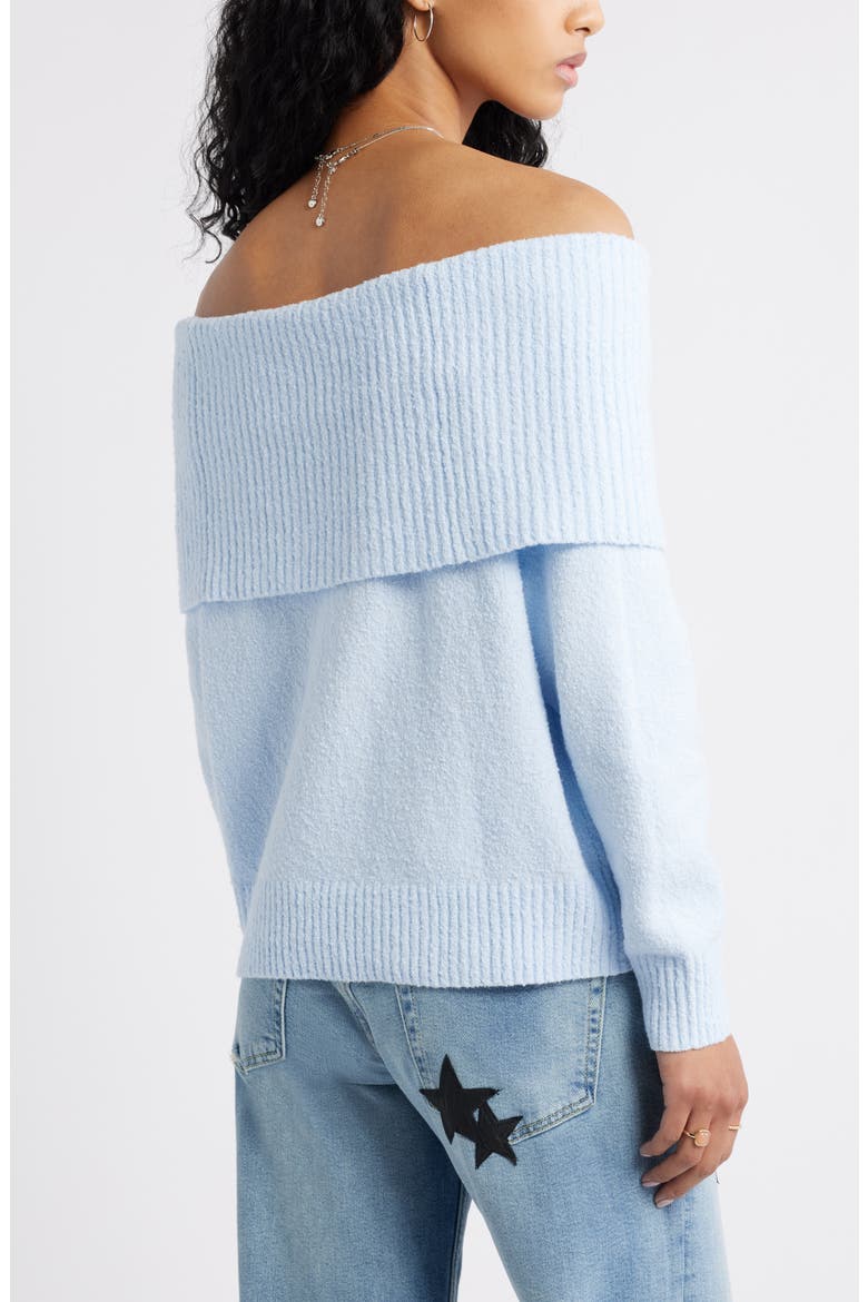 Bouclé Off the Shoulder Sweater, Alternate, color, BLUE BIRD