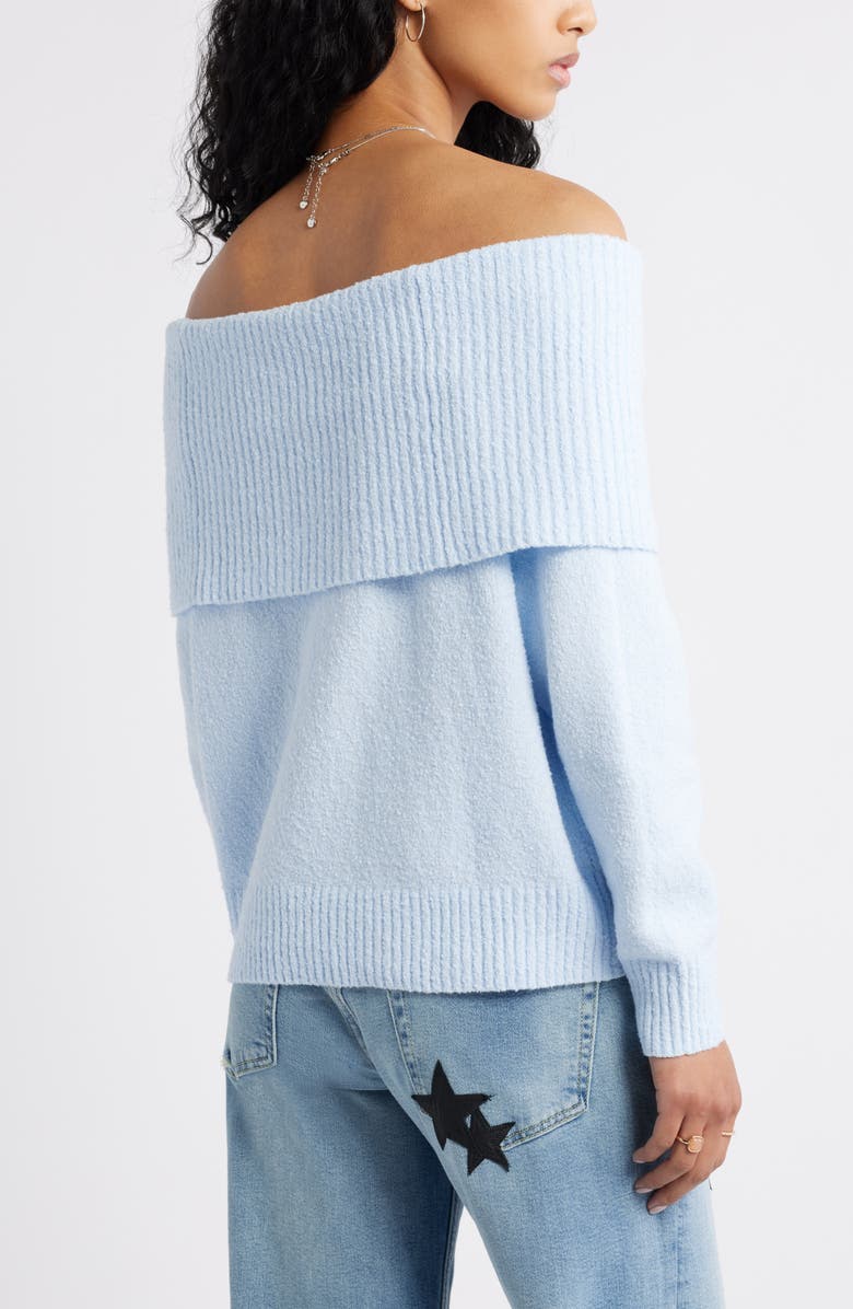 BP. Bouclé Off the Shoulder Sweater, Alternate, color, Blue Bird