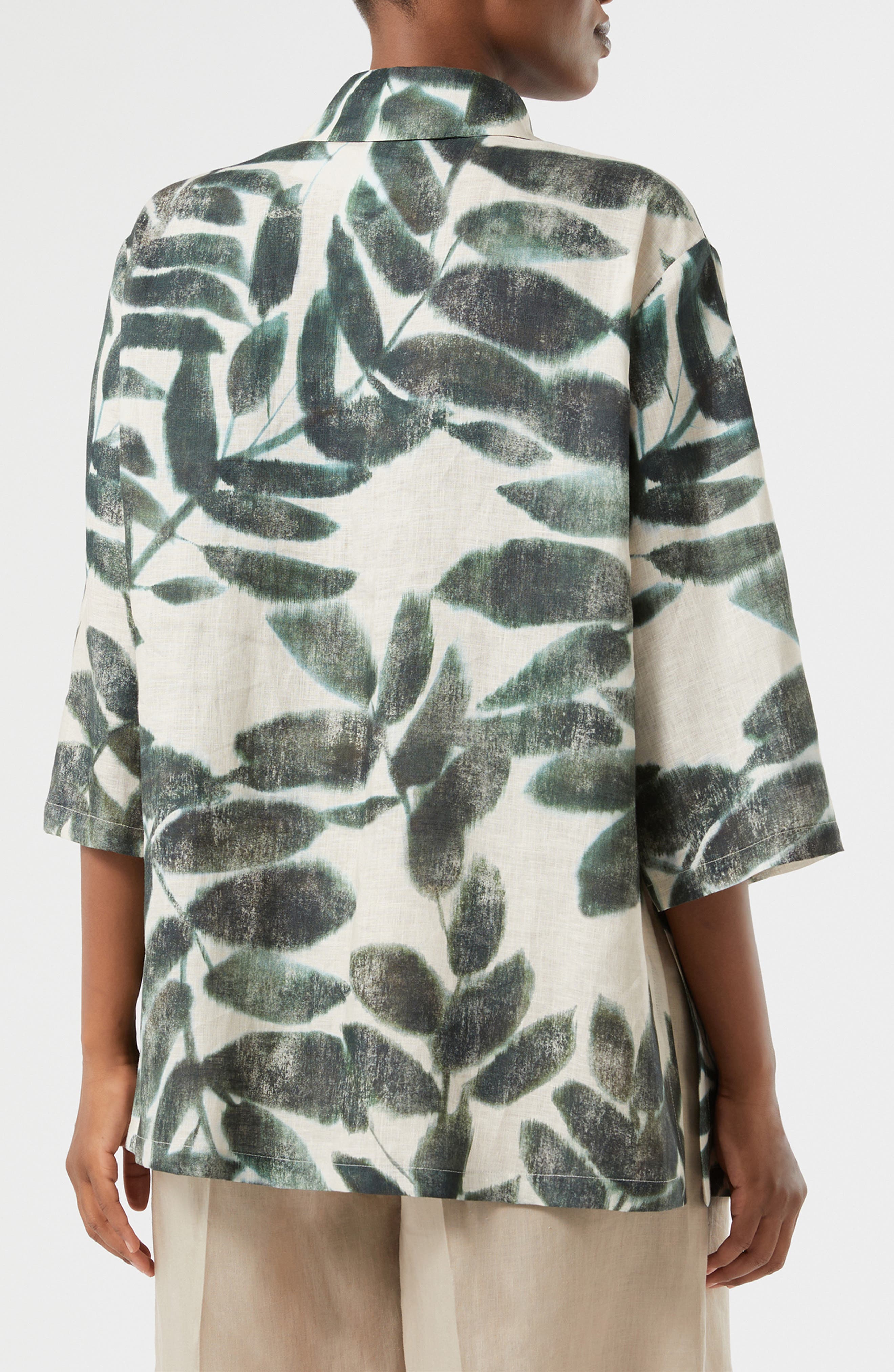 Abetaia Leaf Print Linen Jacket - image 2
