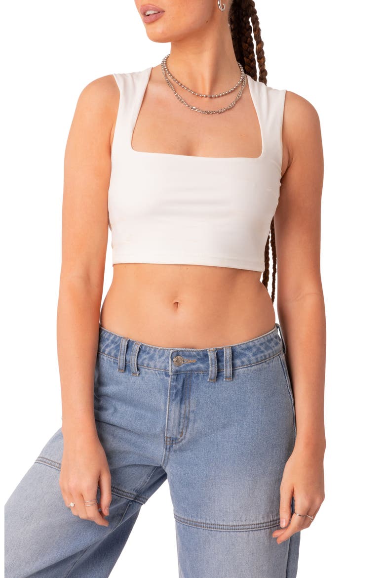 It Girl Square Neck Crop Tank, Main, color, WHITE