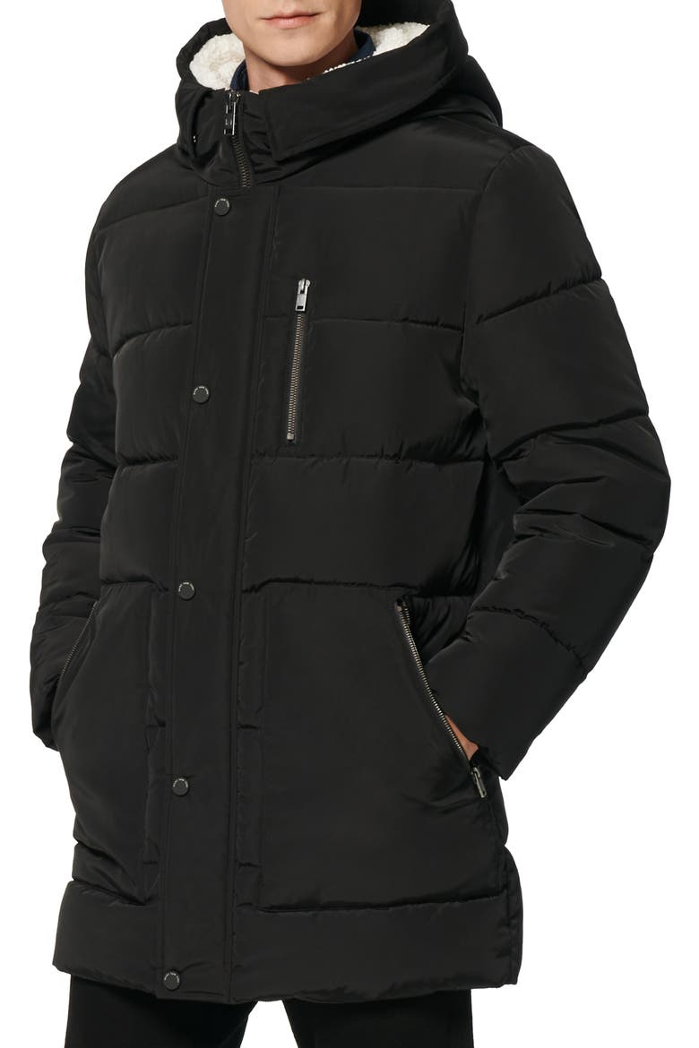 Water Resistant Puffer Coat, Alternate, color, BLACK