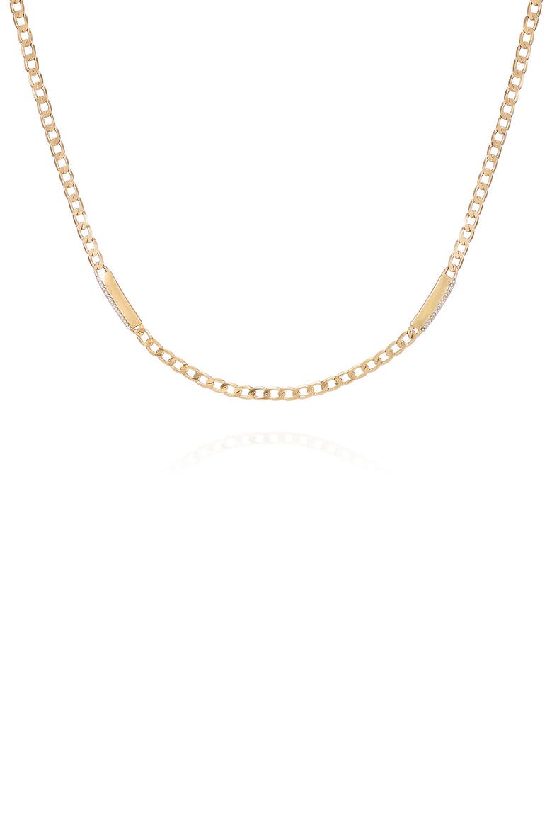 Pavé Crystal Curb Chain Necklace, Main, color, GOLD TONE