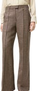 Burberry Check Wool Linen Blend Tailored Trousers