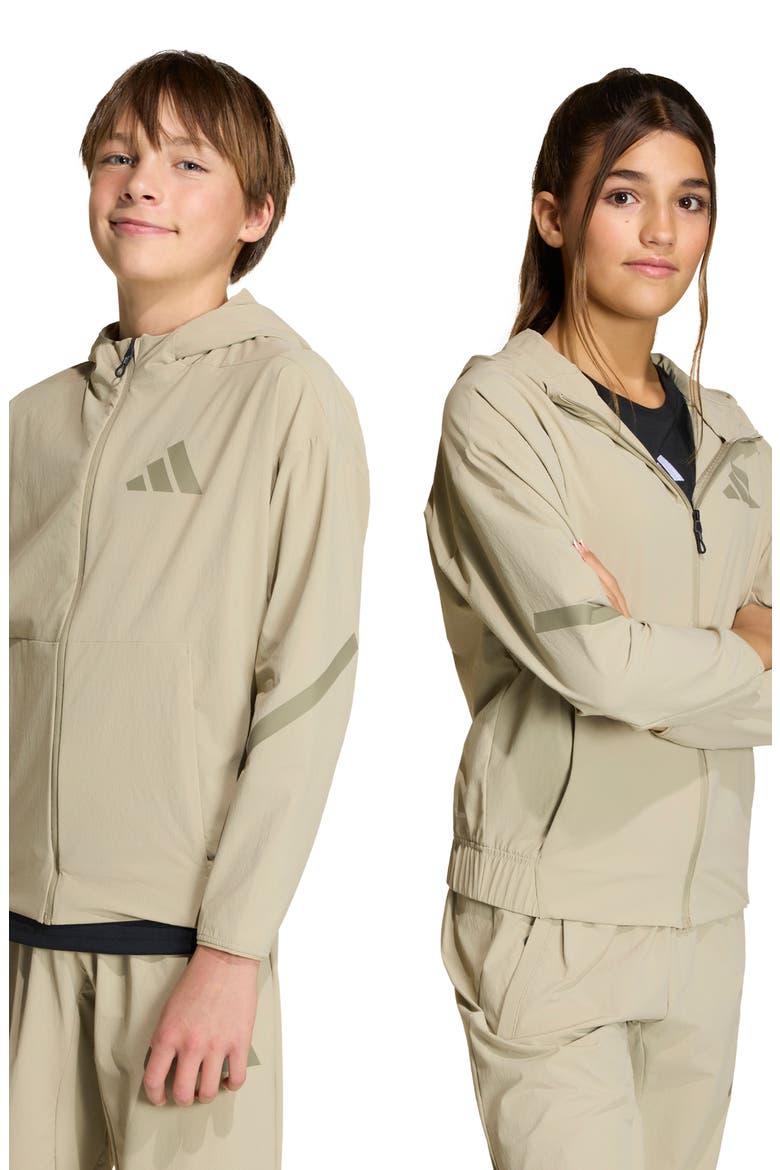 Kids' Z-N-E Woven Travel Hooded Jacket, Alternate, color, WONDER CARGO/ CLAY
