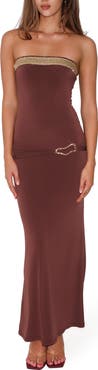 Tiger Mist Sequin Detail Strapless Body-Con Gown