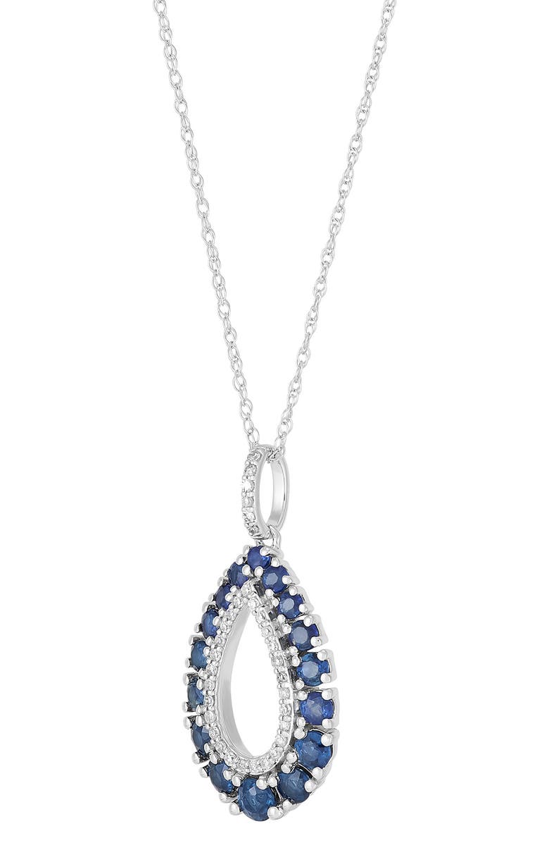Frankie & Zoe 10K White Gold Diamond & Sapphire Teardrop Pendant Necklace, Alternate, color, White Gold