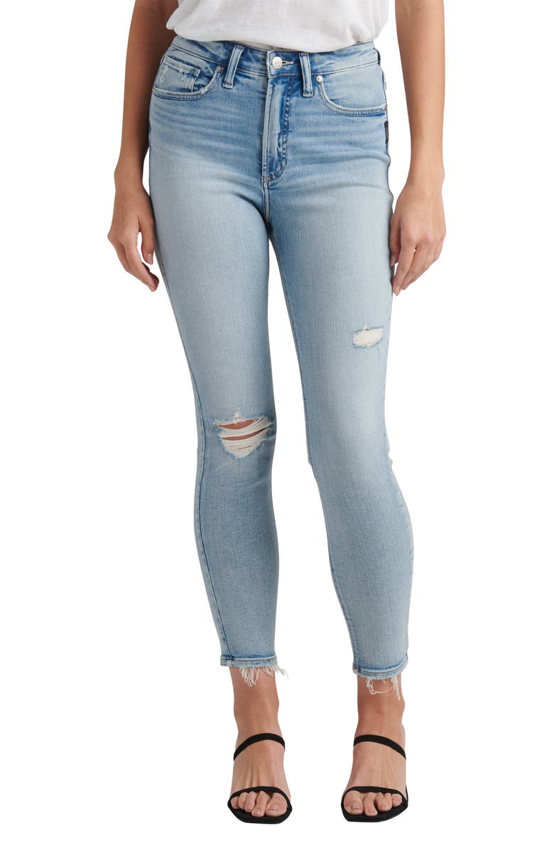 Silver Jeans Co. High Note Ripped High Waist Skinny Jeans, Main, color, 