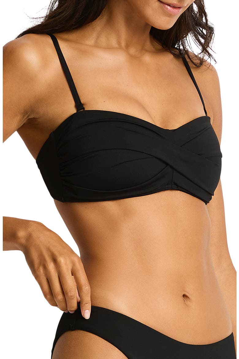 Essentials Edit Twist Front Bikini Top, Alternate, color, BLACK