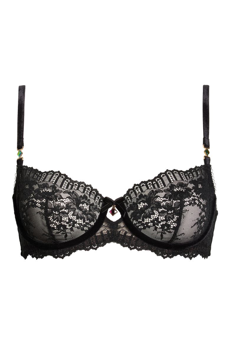 Floradora Underwire Balconette Bra, Alternate, color, BLACK
