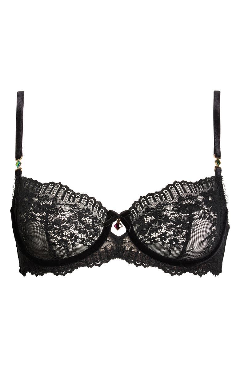 Dita Von Teese Floradora Underwire Balconette Bra, Alternate, color, Black