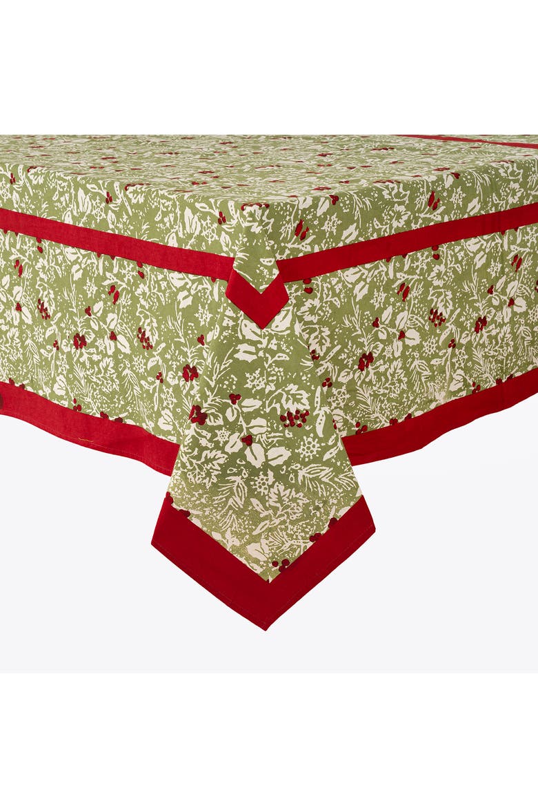 Baies de houx Tablecloth, Alternate, color, Red/Green 71" x 106"