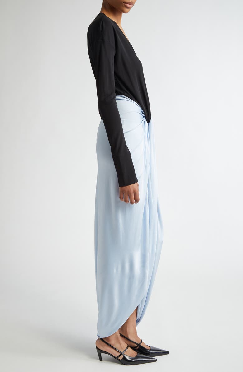 Victoria Beckham Two-Tone Long Sleeve Knot Detail Jersey Gown, Alternate, color,