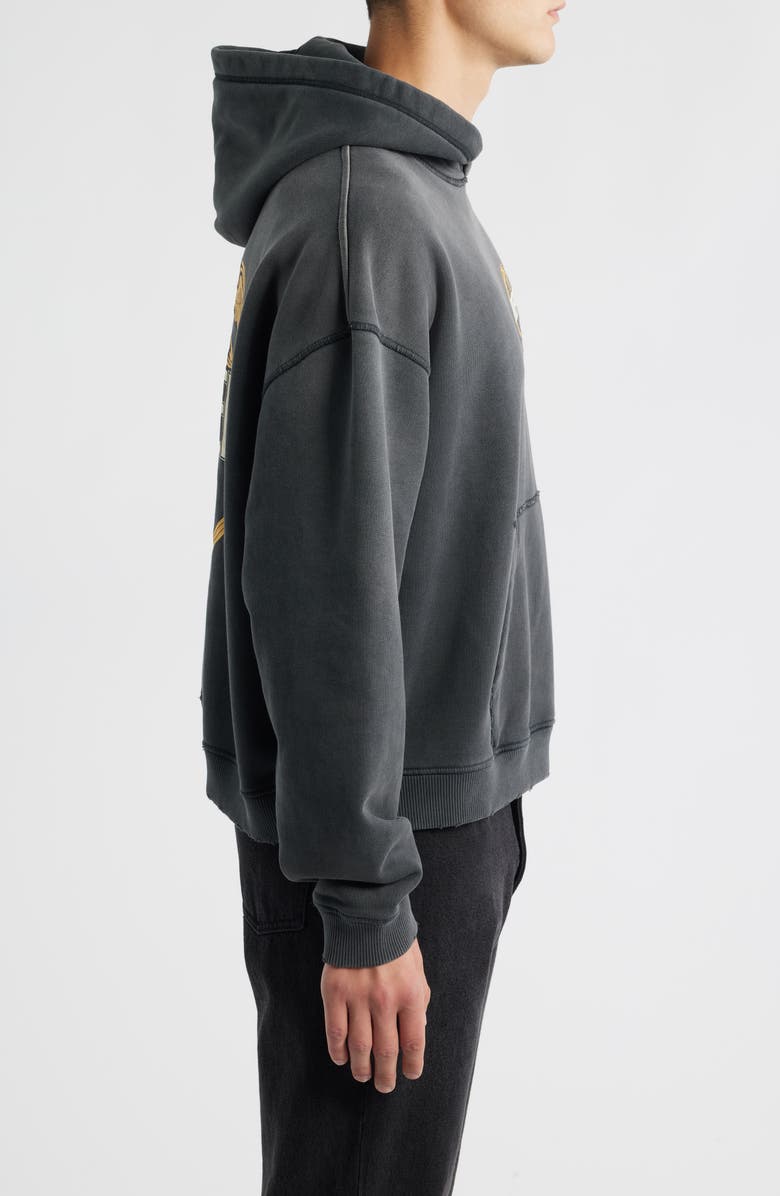 Represent Oversize Distressed Angel Border Graphic Hoodie, Alternate, color, Stained Black