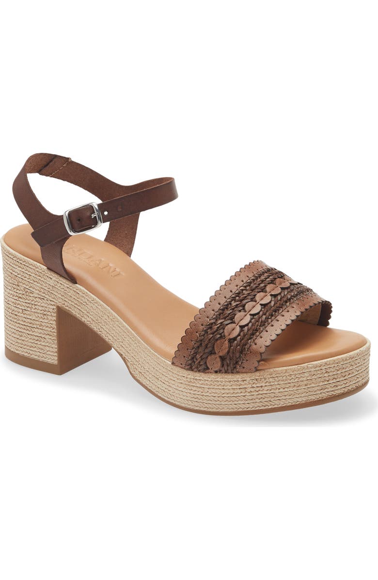 Cordani Markelle Espadrille Ankle Strap Platform Sandal, Main, color, Brown Leather