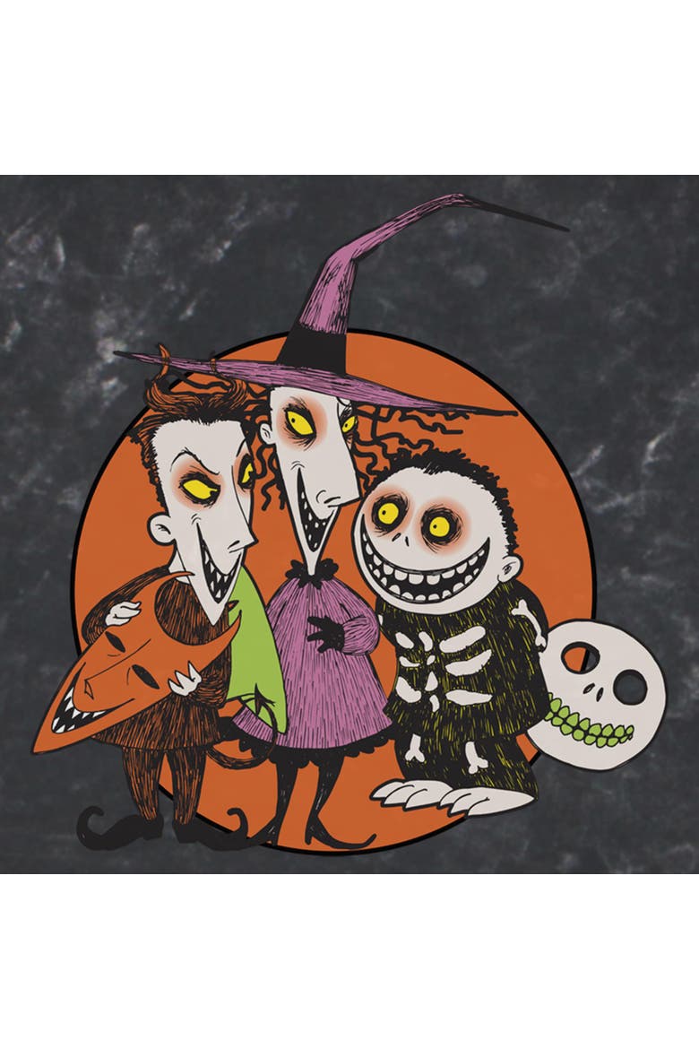 Mens The Nightmare Before Christmas Halloween Lock Shock and Barrel T Shirt, Alternate, color, Black