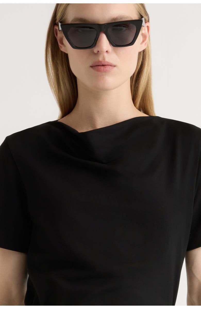 Modern Citizen Kendra Organic Cotton Cowl-Neck Tee, Alternate, color, Black