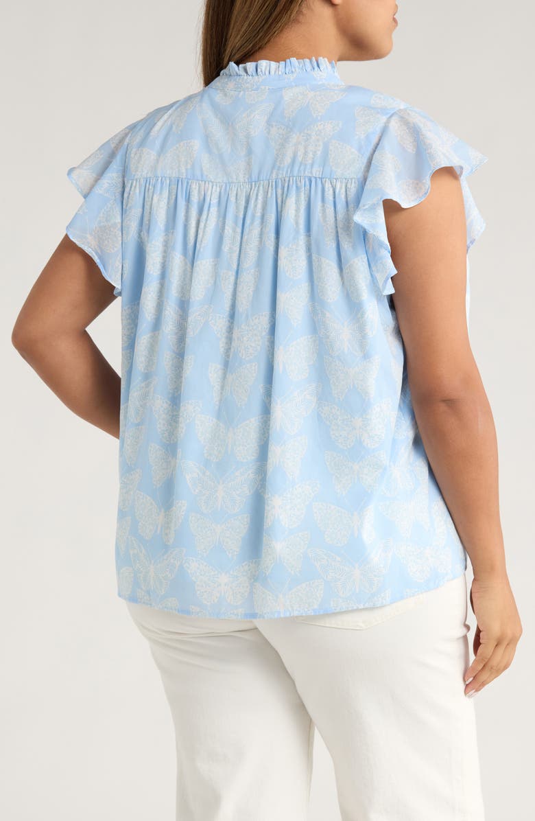 SUGARLIPS Aubry Butterfly CIndi Ruffle Top, Alternate, color, Blue/ White